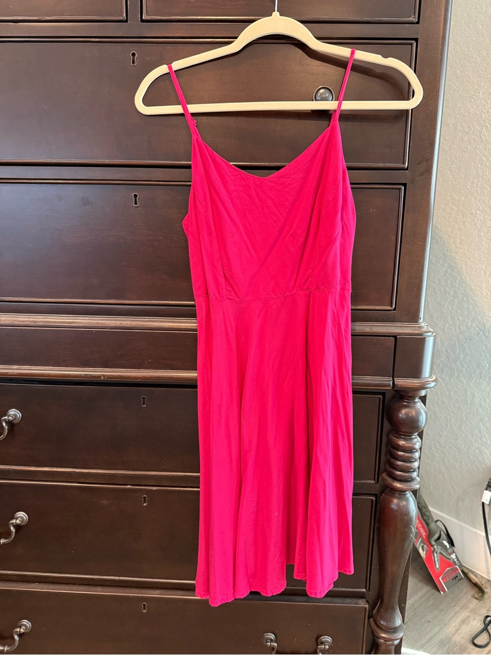 Old Navy Bright Pink Spaghetti Strap Midi Dress